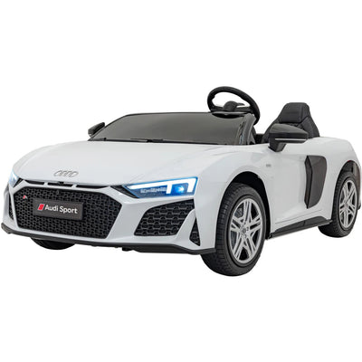 Coche eléctrico para Niños AUDI R8 SPYDER Versión XXL Blanco c/ RUEDAS DE GOMA & ASIENTO DE PIEL