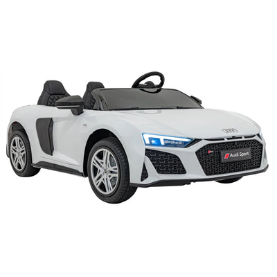 Coche eléctrico para Niños AUDI R8 SPYDER Versión XXL Blanco c/ RUEDAS DE GOMA & ASIENTO DE PIEL