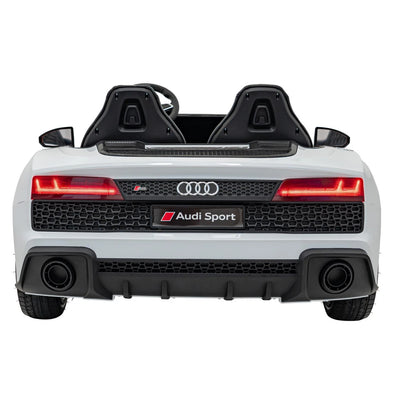 Coche eléctrico para Niños AUDI R8 SPYDER Versión XXL Blanco c/ RUEDAS DE GOMA & ASIENTO DE PIEL