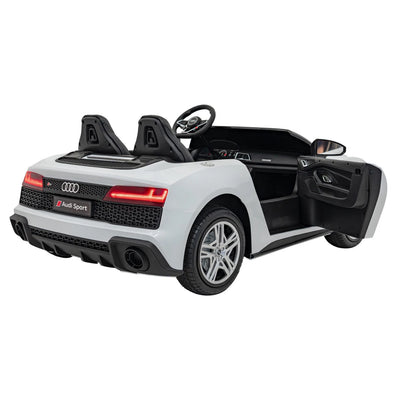 Coche eléctrico para Niños AUDI R8 SPYDER Versión XXL Blanco c/ RUEDAS DE GOMA & ASIENTO DE PIEL