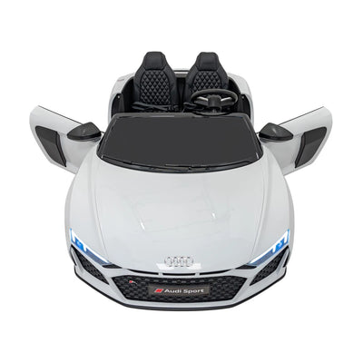 Coche eléctrico para Niños AUDI R8 SPYDER Versión XXL Blanco c/ RUEDAS DE GOMA & ASIENTO DE PIEL