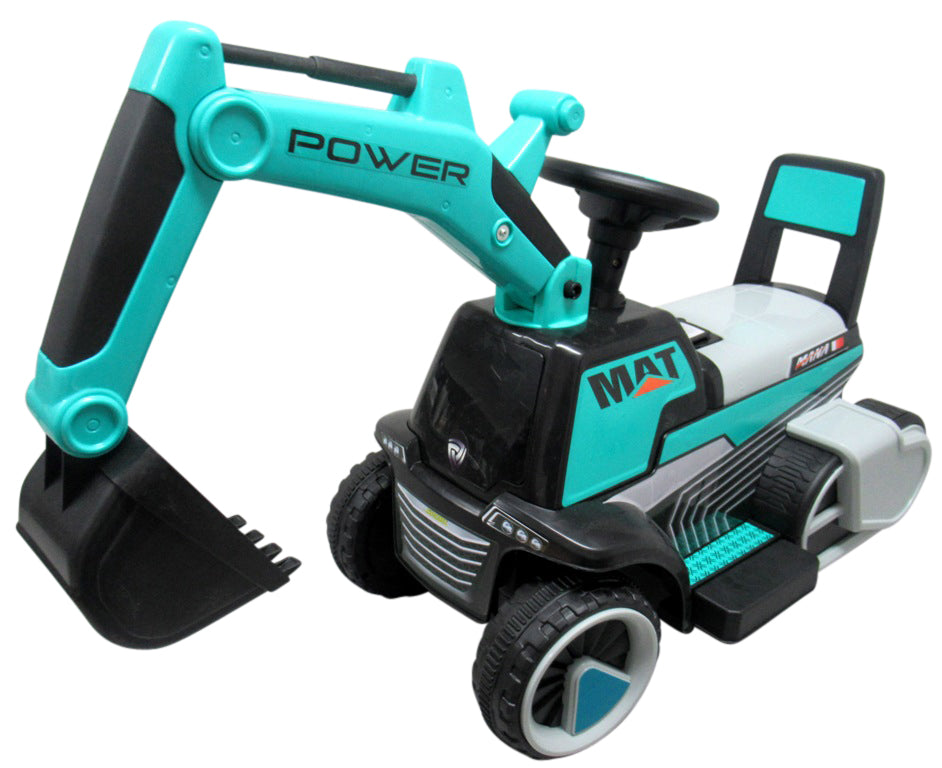Excavadora Eléctrica Power Mat 6v Azul c/ Ruedas & Asiento de Plástico