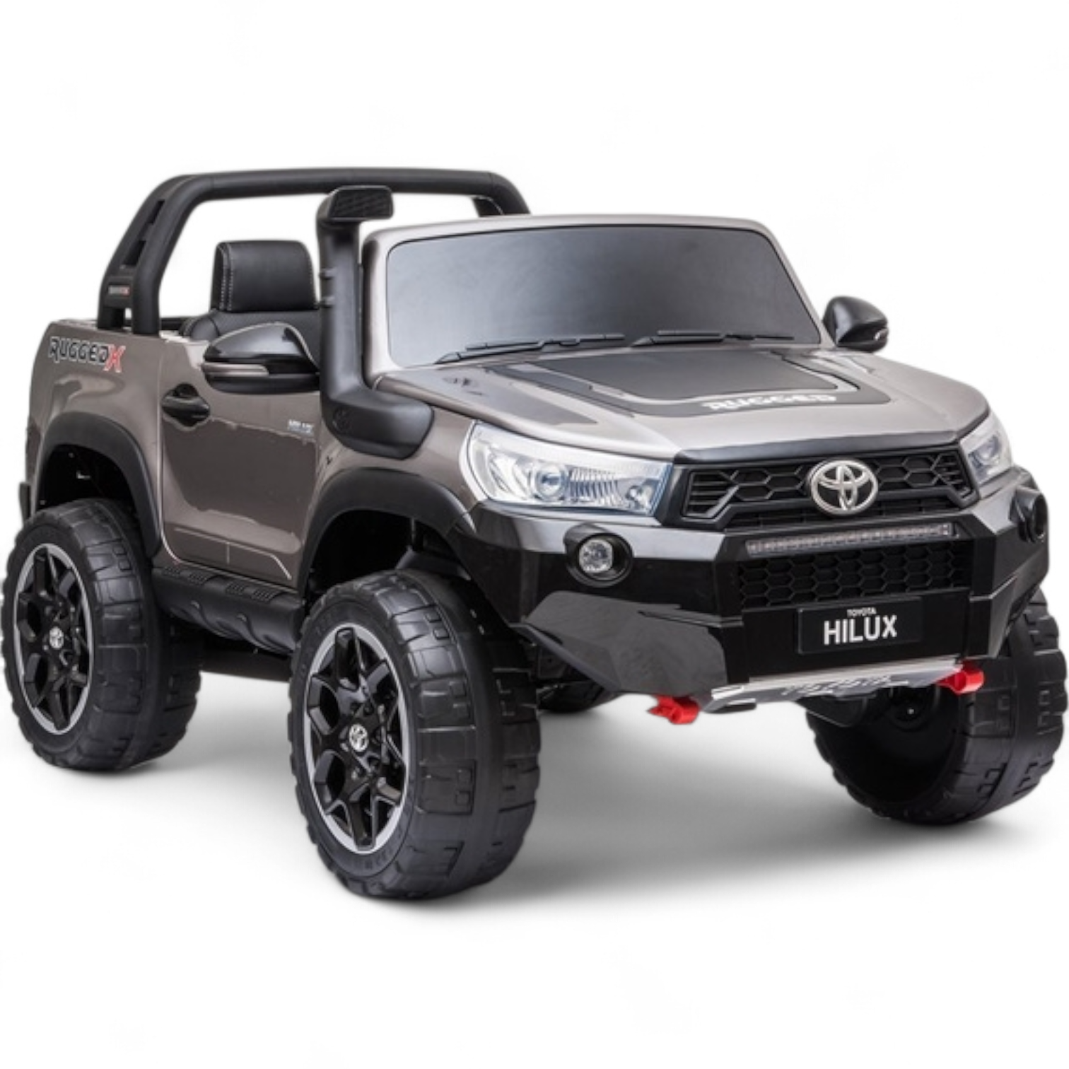 Coche Eléctrico para Niños TOYOTA HILUX Gris Metalizado 12v 4x4 c/ RUEDAS DE GOMA & ASIENTO DE PIEL