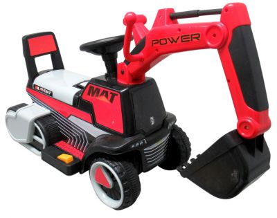 Excavadora Eléctrica Power Mat 6v Roja c/ Ruedas & Asiento de Plástico
