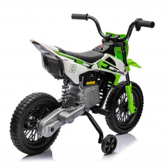 Mota Elétrica para Criança estilo CROSS 12v Verde c/ RODAS DE BORRACHA & ASSENTO EM PELE