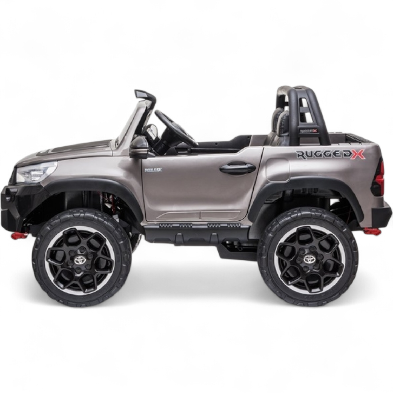 Coche Eléctrico para Niños TOYOTA HILUX Gris Metalizado 12v 4x4 c/ RUEDAS DE GOMA & ASIENTO DE PIEL