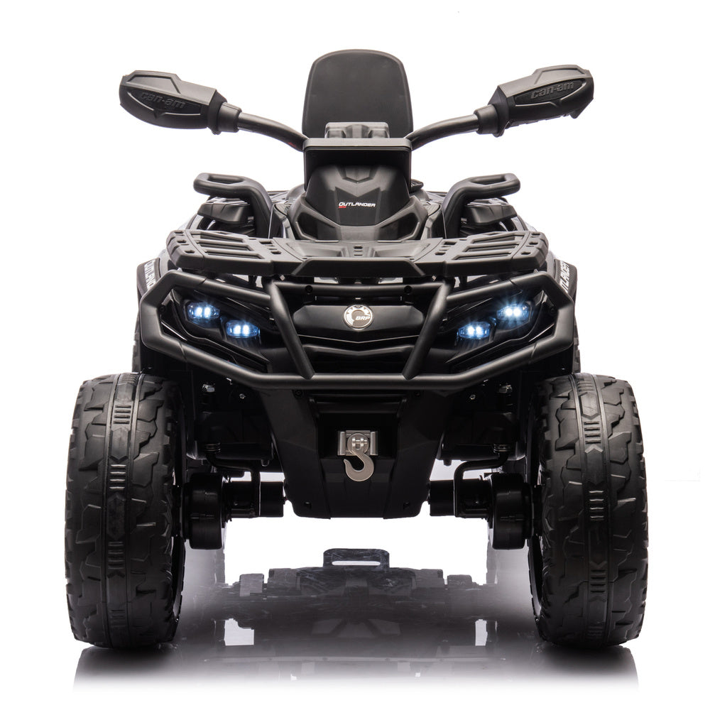 Moto 4 Eléctrica para Niño CAN AM Outlander 24v 4x4 Negra c/ RODAS DE BORRACHA & ASIENTO EN PELE
