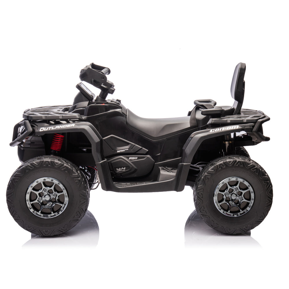 Moto 4 Eléctrica para Niño CAN AM Outlander 24v 4x4 Negra c/ RODAS DE BORRACHA & ASIENTO EN PELE