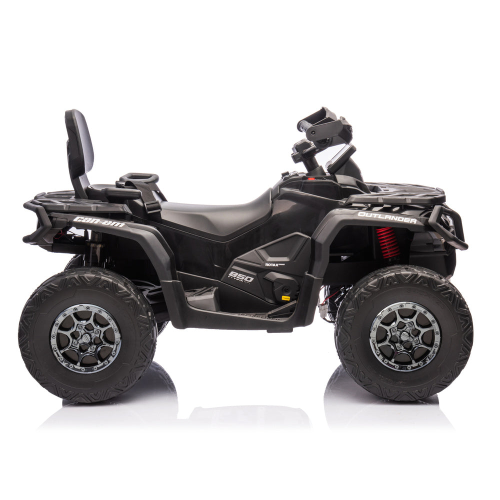 Moto 4 Eléctrica para Niño CAN AM Outlander 24v 4x4 Negra c/ RODAS DE BORRACHA & ASIENTO EN PELE