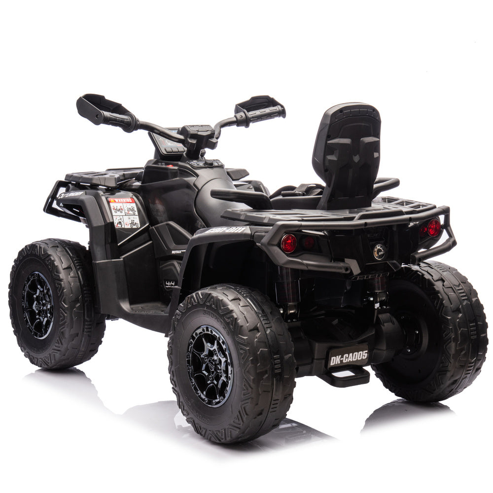 Moto 4 Eléctrica para Niño CAN AM Outlander 24v 4x4 Negra c/ RODAS DE BORRACHA & ASIENTO EN PELE