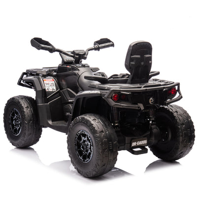 Moto 4 Eléctrica para Niño CAN AM Outlander 24v 4x4 Negra c/ RODAS DE BORRACHA & ASIENTO EN PELE