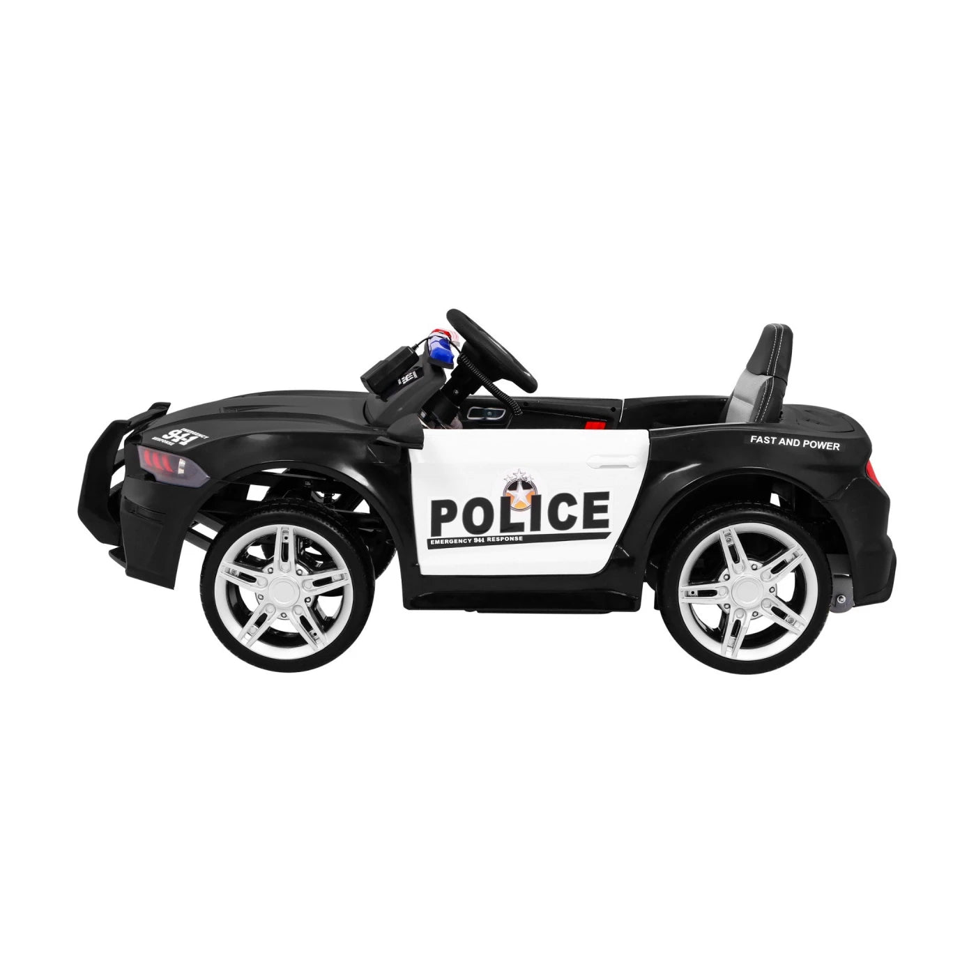 Carro Elétrico para Criança Policia GT 12V c/ RODAS DE BORRACHA & ASSENTO EM PELE