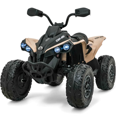 Moto 4 Eléctrica para Niño CAN AM Maverick 24v 2x200w Caqui c/ RUEDAS DE GOMA & ASIENTO DE PIEL