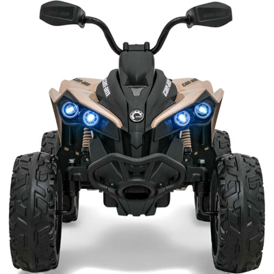 Moto 4 Eléctrica para Niño CAN AM Maverick 24v 2x200w Caqui c/ RUEDAS DE GOMA & ASIENTO DE PIEL