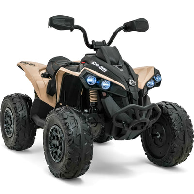 Moto 4 Eléctrica para Niño CAN AM Maverick 24v 2x200w Caqui c/ RUEDAS DE GOMA & ASIENTO DE PIEL