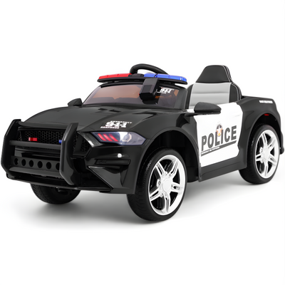 Carro Elétrico para Criança Policia GT 12V c/ RODAS DE BORRACHA & ASSENTO EM PELE