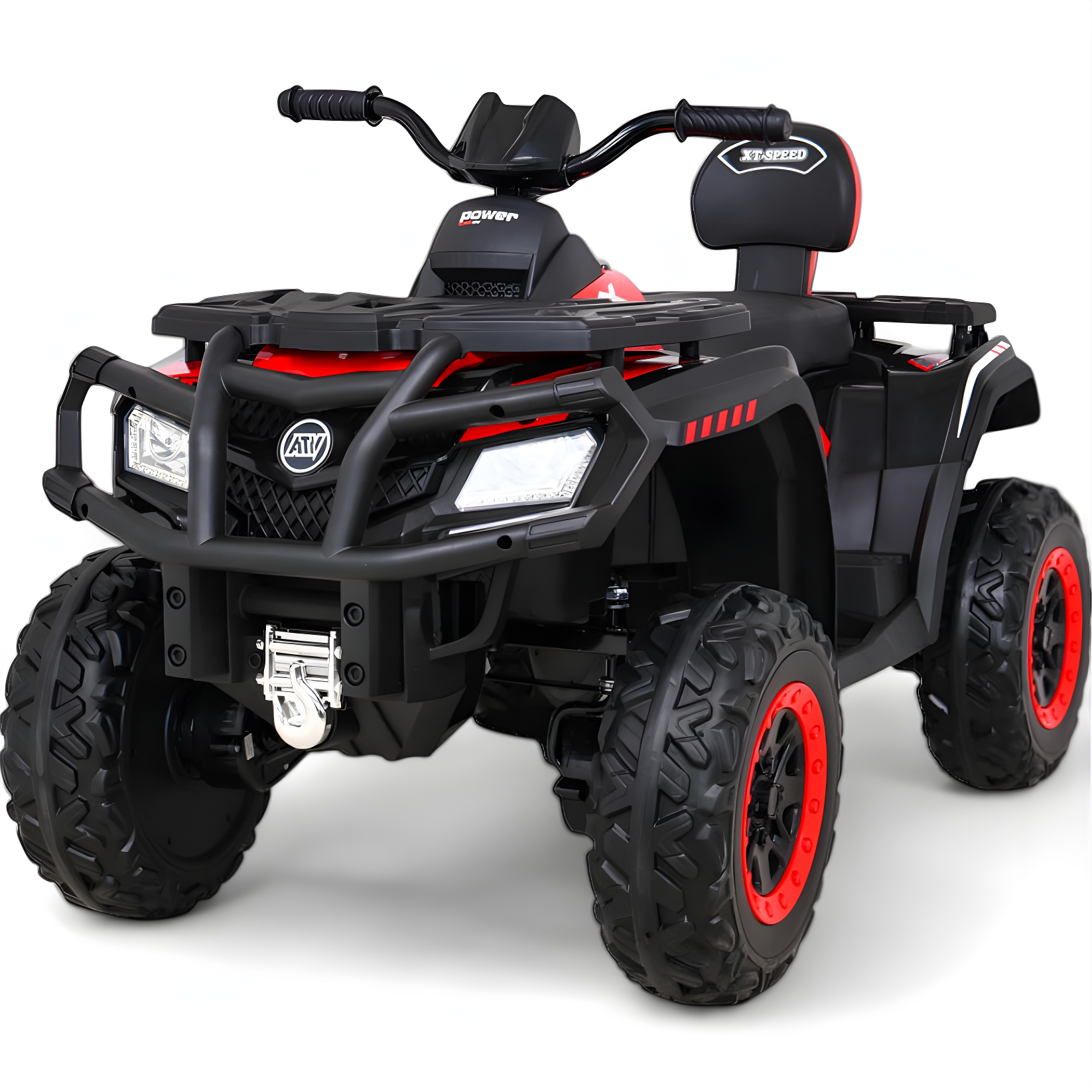 Moto Eléctrica para Niños QUAD XT 4x4 24v Roja c/ RUEDAS DE GOMA & ASIENTO DE PIEL