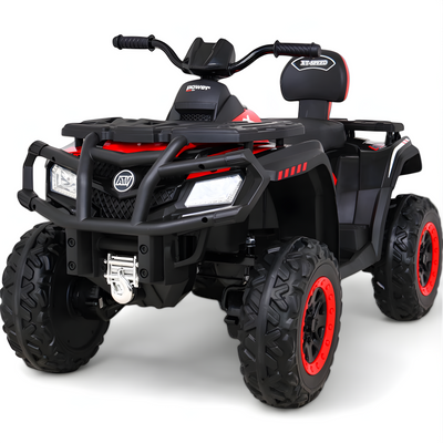 Moto Eléctrica para Niños QUAD XT 4x4 24v Roja c/ RUEDAS DE GOMA & ASIENTO DE PIEL
