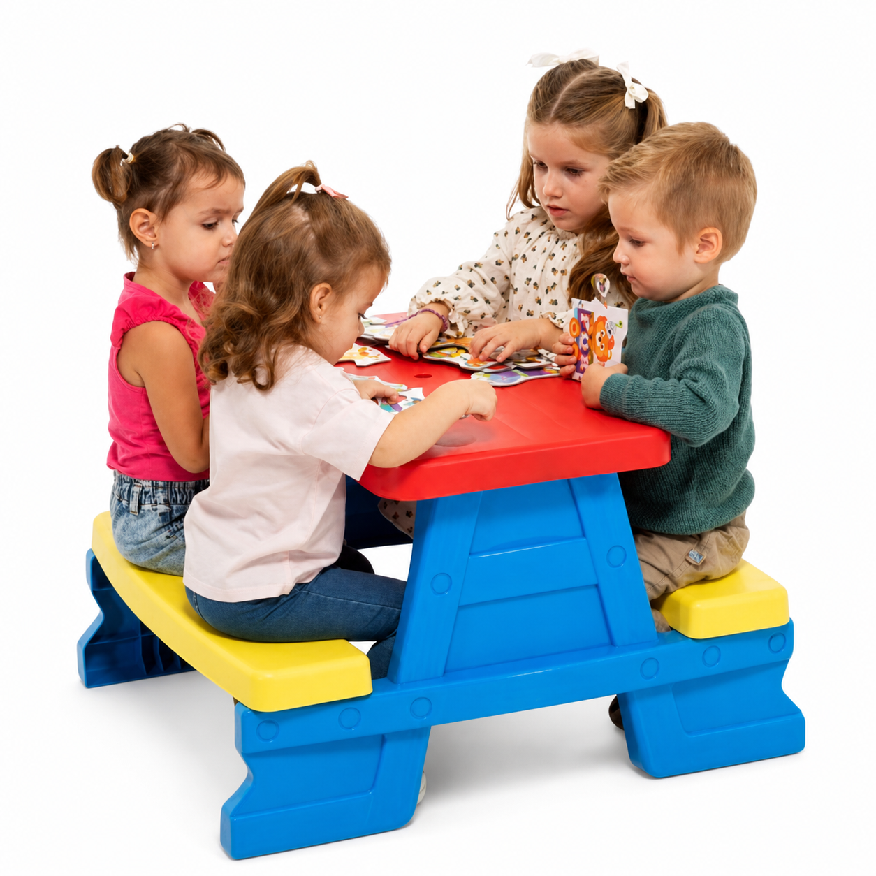 Mesa Infantil de Jardín con Bancos Azul