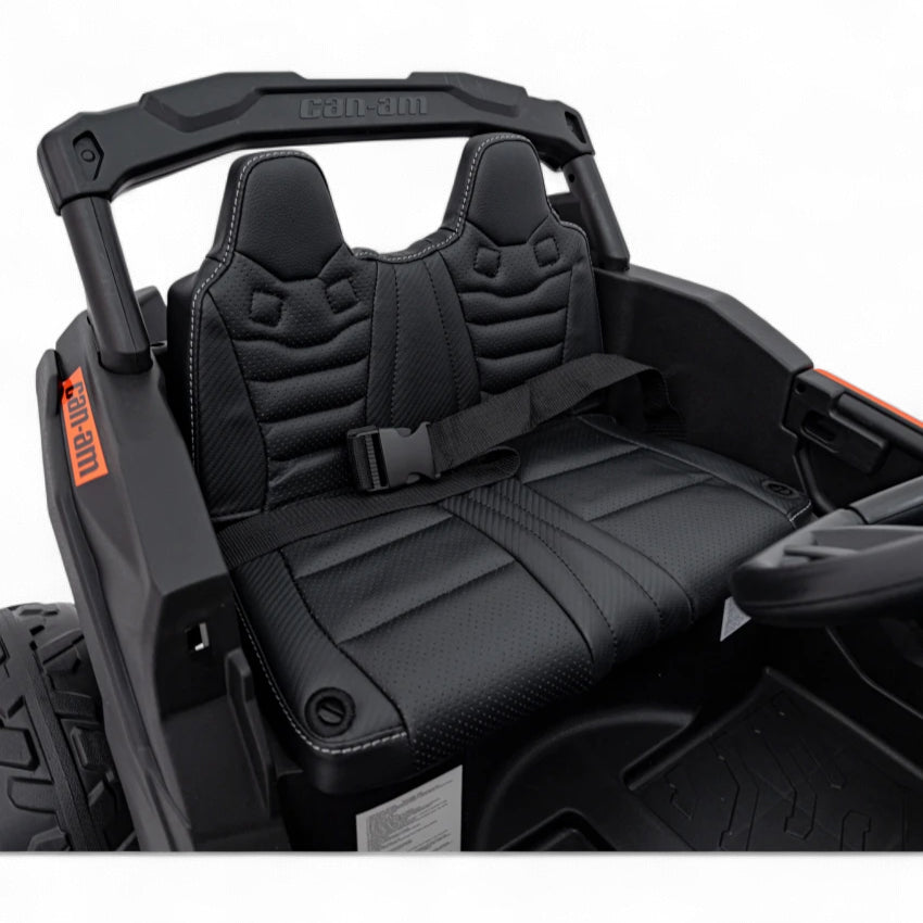 Coche Eléctrico para Niño CAN-AM MAVERICK 4x4 24v Naranja c/ RODAS DE BORRACHA & ASIENTO EN PELE