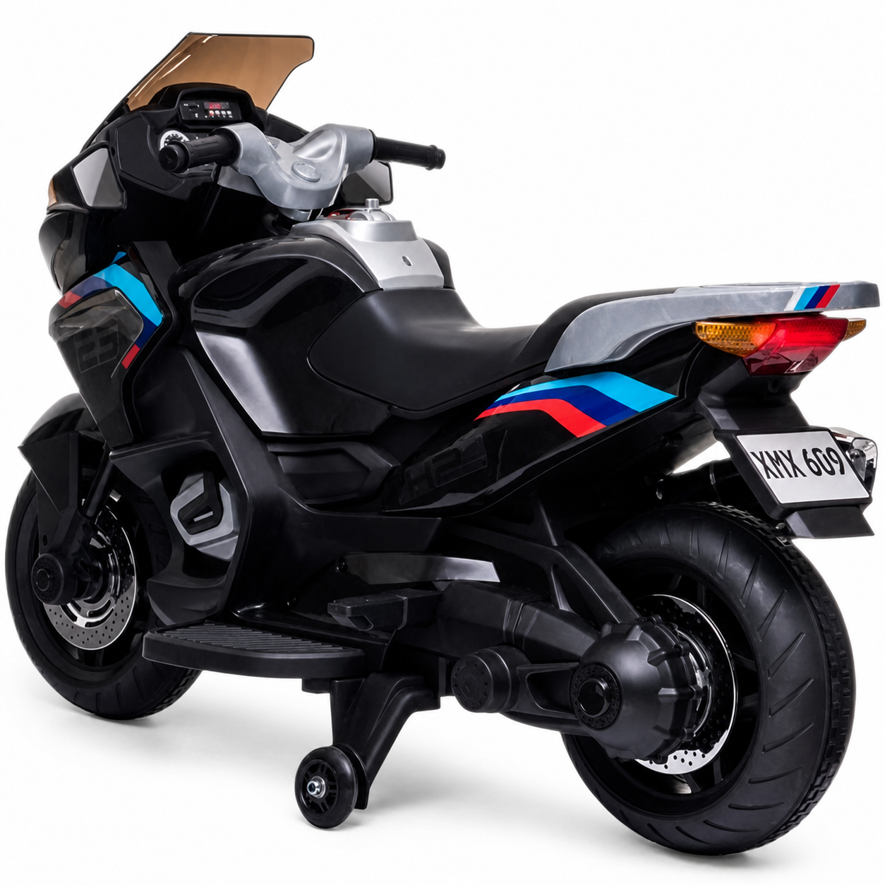 Mota Elétrica para Criança BM Style 12v Preta c/ RODAS DE BORRACHA & ASSENTO EM PELE