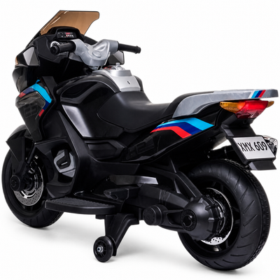 Mota Elétrica para Criança BM Style 12v Preta c/ RODAS DE BORRACHA & ASSENTO EM PELE