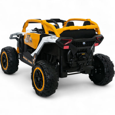 Coche Eléctrico para Niño Buggy Speed Blanco y Amarillo 12v c/ RODAS DE BORRACHA & ASIENTO EN PELE