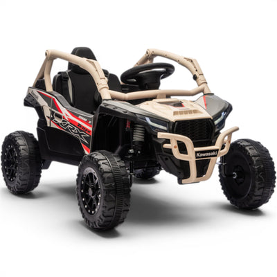Coche Eléctrico para niño KAWASAKI 24V Negro y Azul c/ RUEDAS DE GOMA & ASIENTO DE PIEL