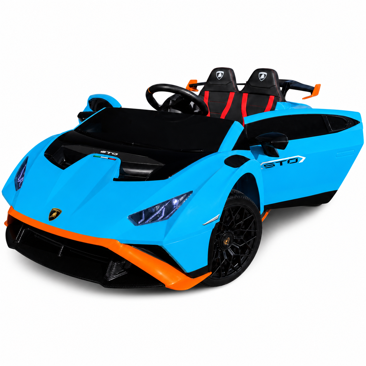 Coche Eléctrico para Niños LAMBORGHINI STO 12v Azul c/ RUEDAS DE GOMA & ASIENTO DE PIEL