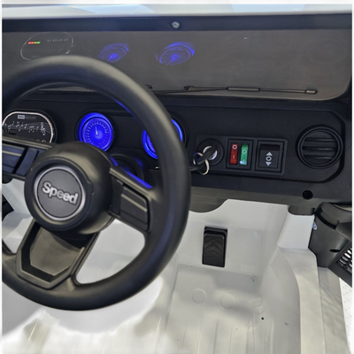 Jeep eléctrico para niños 12v con ruedas de goma y asientos de cuero