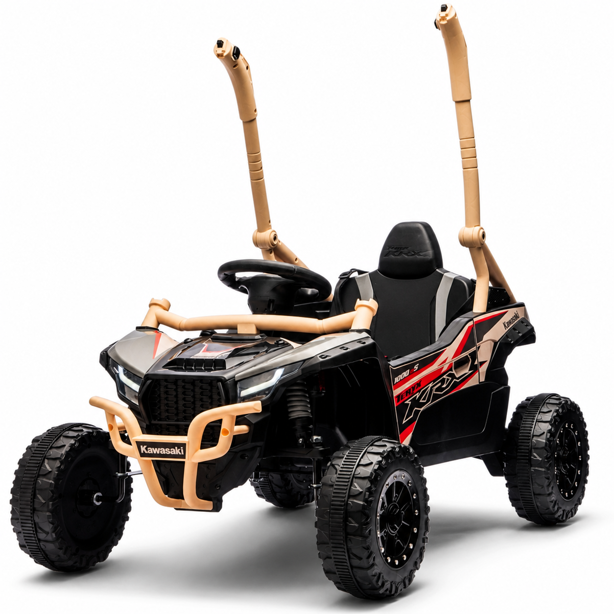 Coche Eléctrico para Niños Buggy KAWASAKI 4x4 12v BATERÍA DE LITIO Khaki c/ RUEDAS DE GOMA & ASIENTO DE PIEL