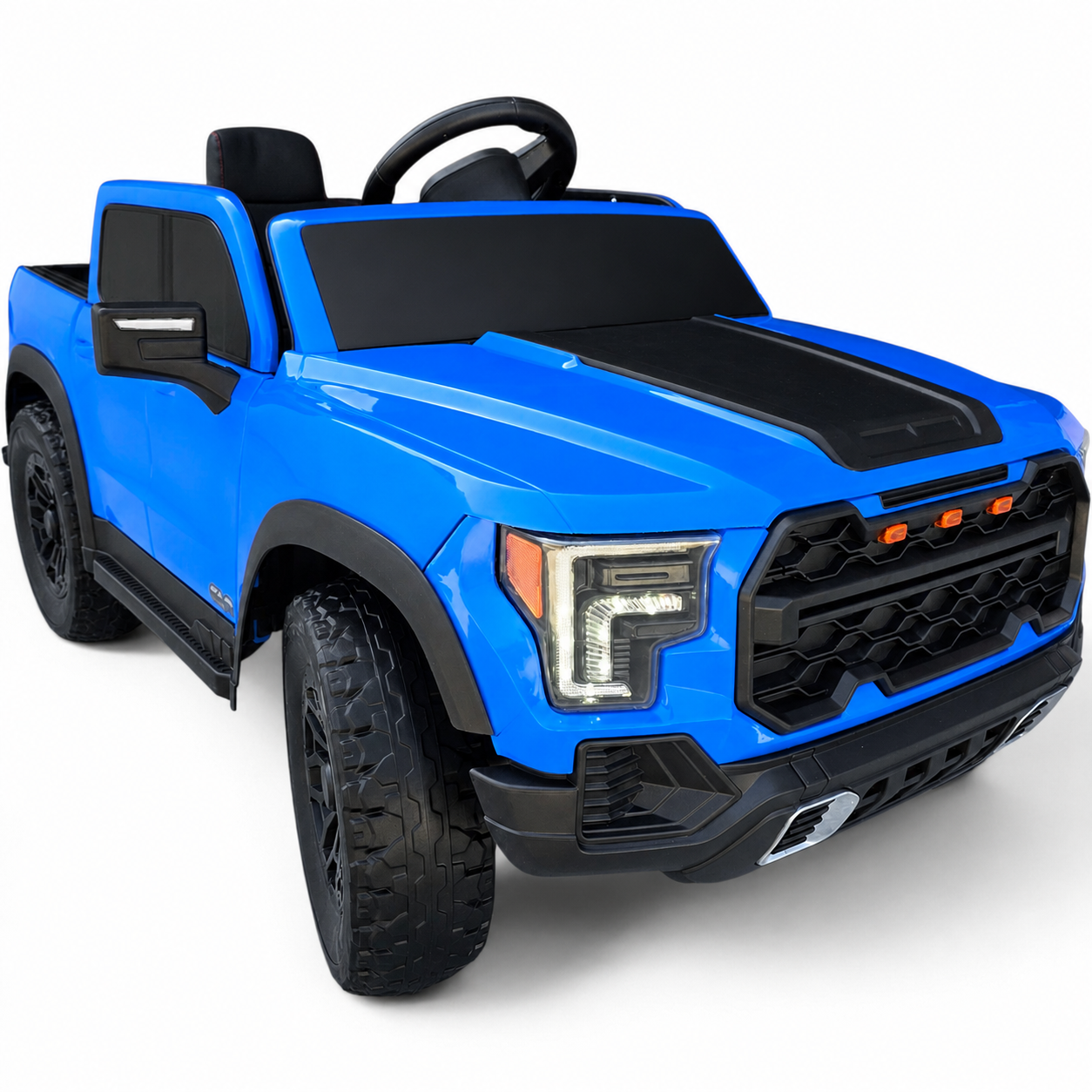 Carro Elétrico para Criança Range Raptor Style 12v Azul c/ RODAS DE BORRACHA & ASSENTO EM PELE