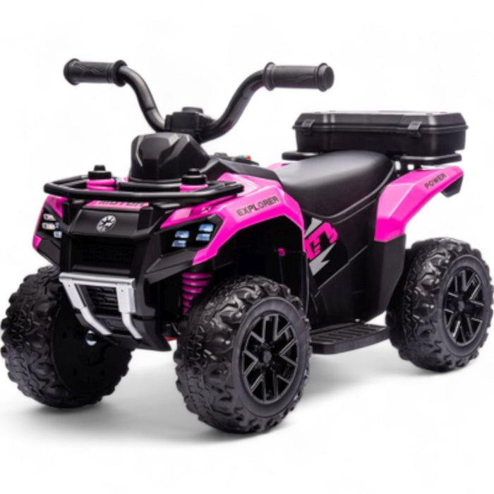 Mini Moto 4 Eléctrica para Niños LITTLE EXPLORER 6v Rosa c/ RUEDAS DE GOMA