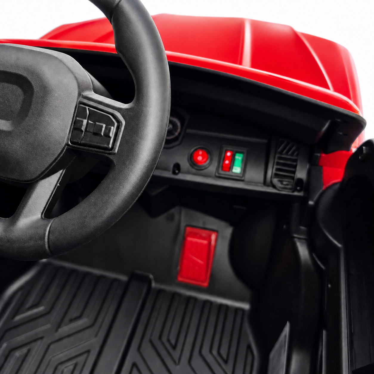 Carro Elétrico para Criança Range Raptor Style 12v Vermelho c/ RODAS DE BORRACHA & ASSENTO EM PELE