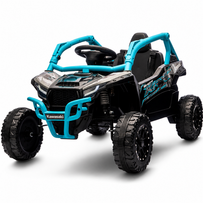 Coche Eléctrico para Niños Buggy KAWASAKI 4x4 12v BATERÍA DE LITIO Azul c/ RUEDAS DE GOMA & ASIENTO DE PIEL