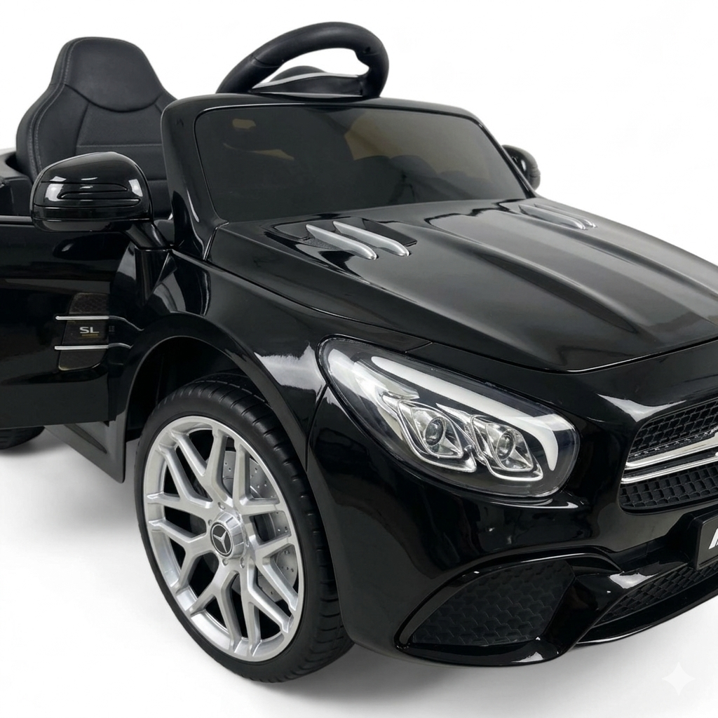 Coche Eléctrico para Niño MERCEDES SL500 12V Negro c/ RUEDAS DE GOMA & ASIENTO DE PIEL