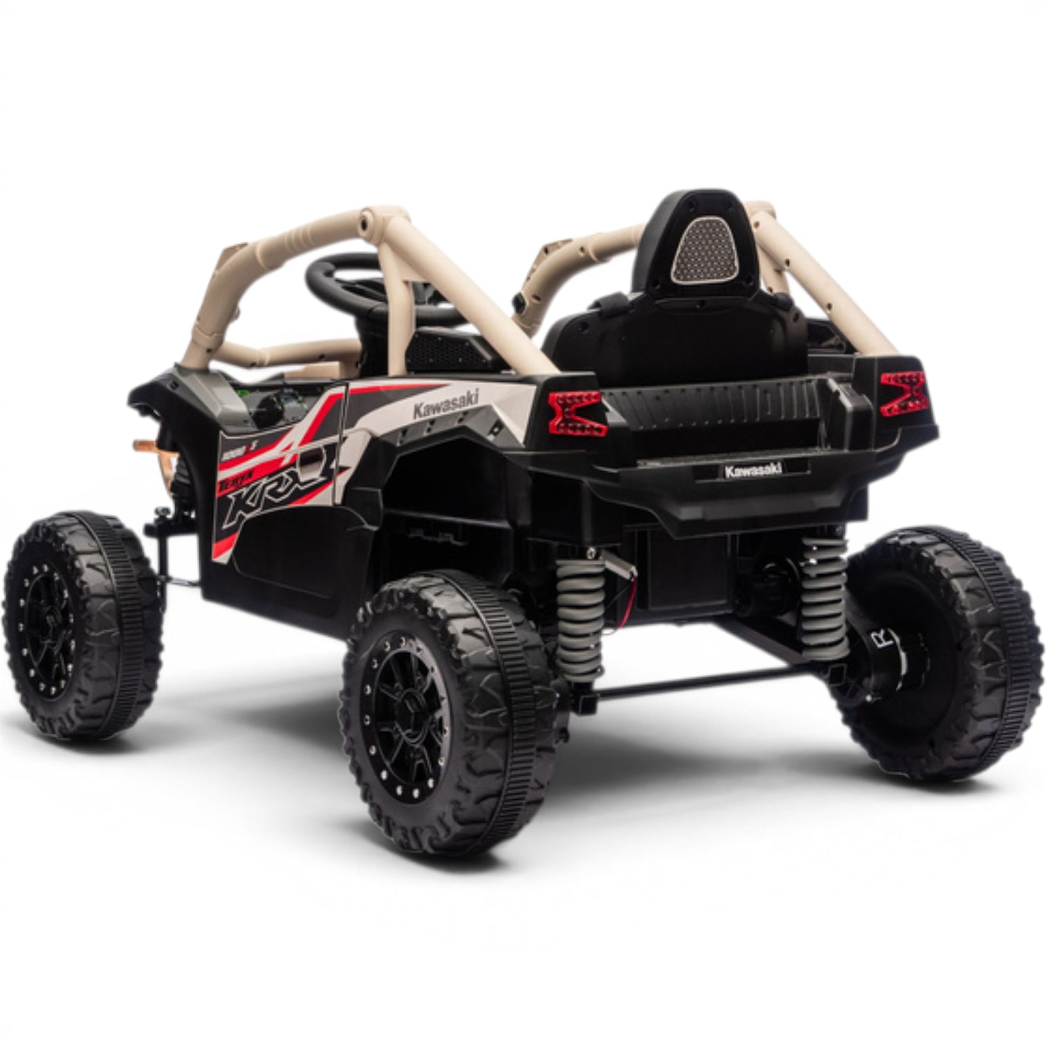 Coche Eléctrico para niño KAWASAKI 24V Negro y Azul c/ RUEDAS DE GOMA & ASIENTO DE PIEL