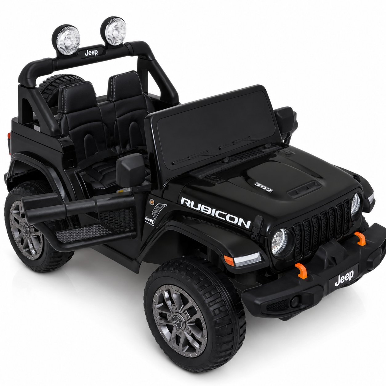 Carro Elétrico para Criança JEEP RUBICON 4x4 24v Preto c/ RODAS DE BORRACHA & ASSENTO EM PELE