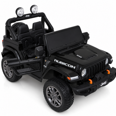 Carro Elétrico para Criança JEEP RUBICON 4x4 24v Preto c/ RODAS DE BORRACHA & ASSENTO EM PELE