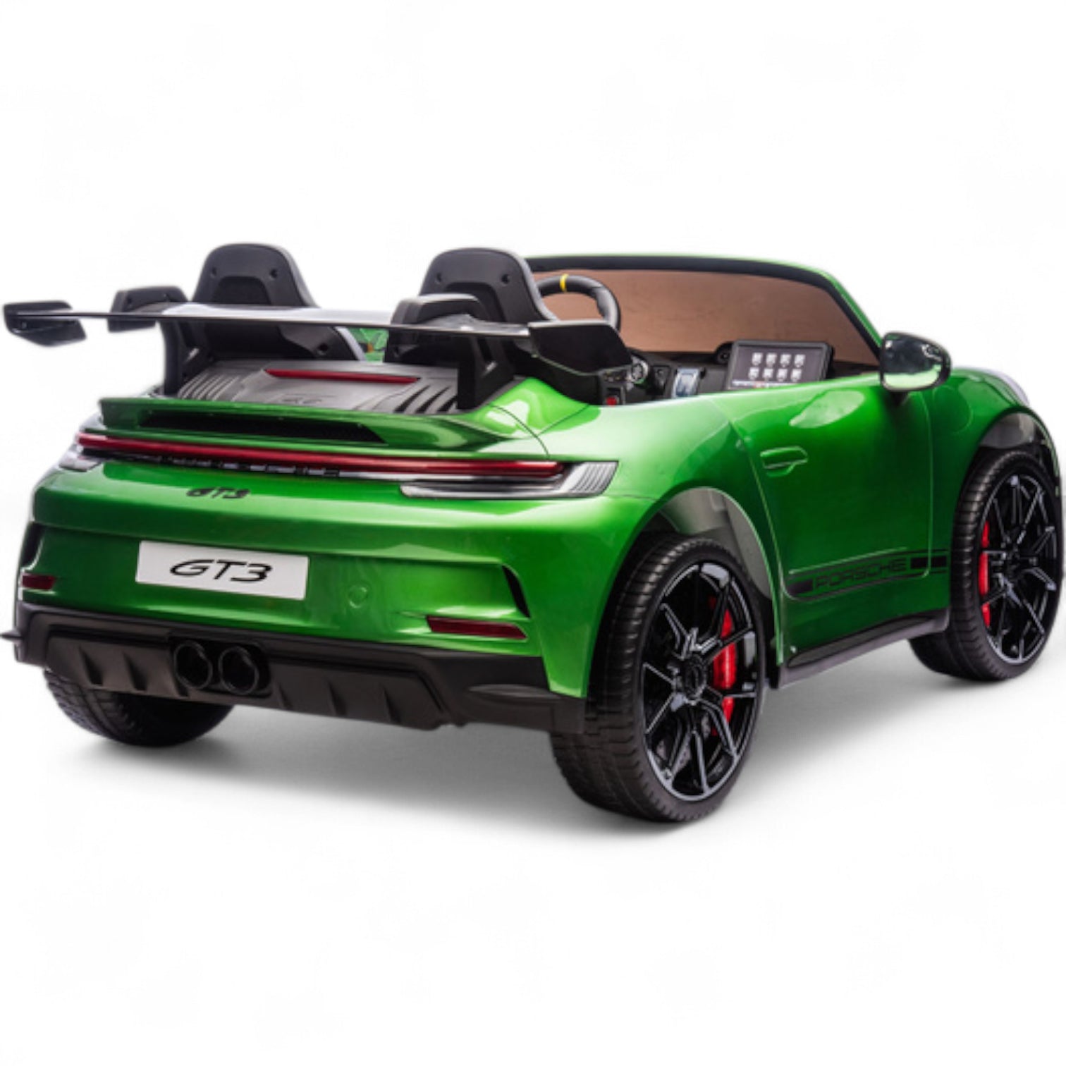 Coche Eléctrico para Niño PORSCHE 911 GT3 24v 4x4 XXL Verde Metalizado c/ MP4, RUEDAS DE GOMA & ASIENTO DE PIEL Y VELUR