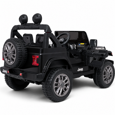 Carro Elétrico para Criança JEEP RUBICON 4x4 24v Preto c/ RODAS DE BORRACHA & ASSENTO EM PELE