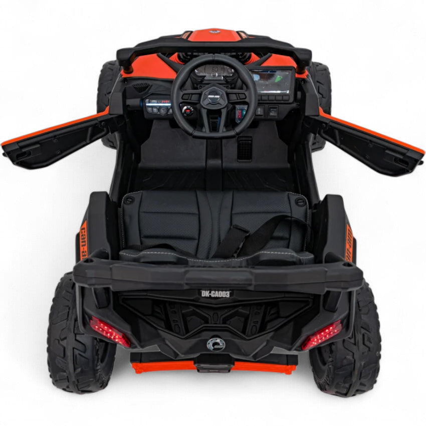 Coche Eléctrico para Niño CAN-AM MAVERICK 4x4 24v Naranja c/ RODAS DE BORRACHA & ASIENTO EN PELE
