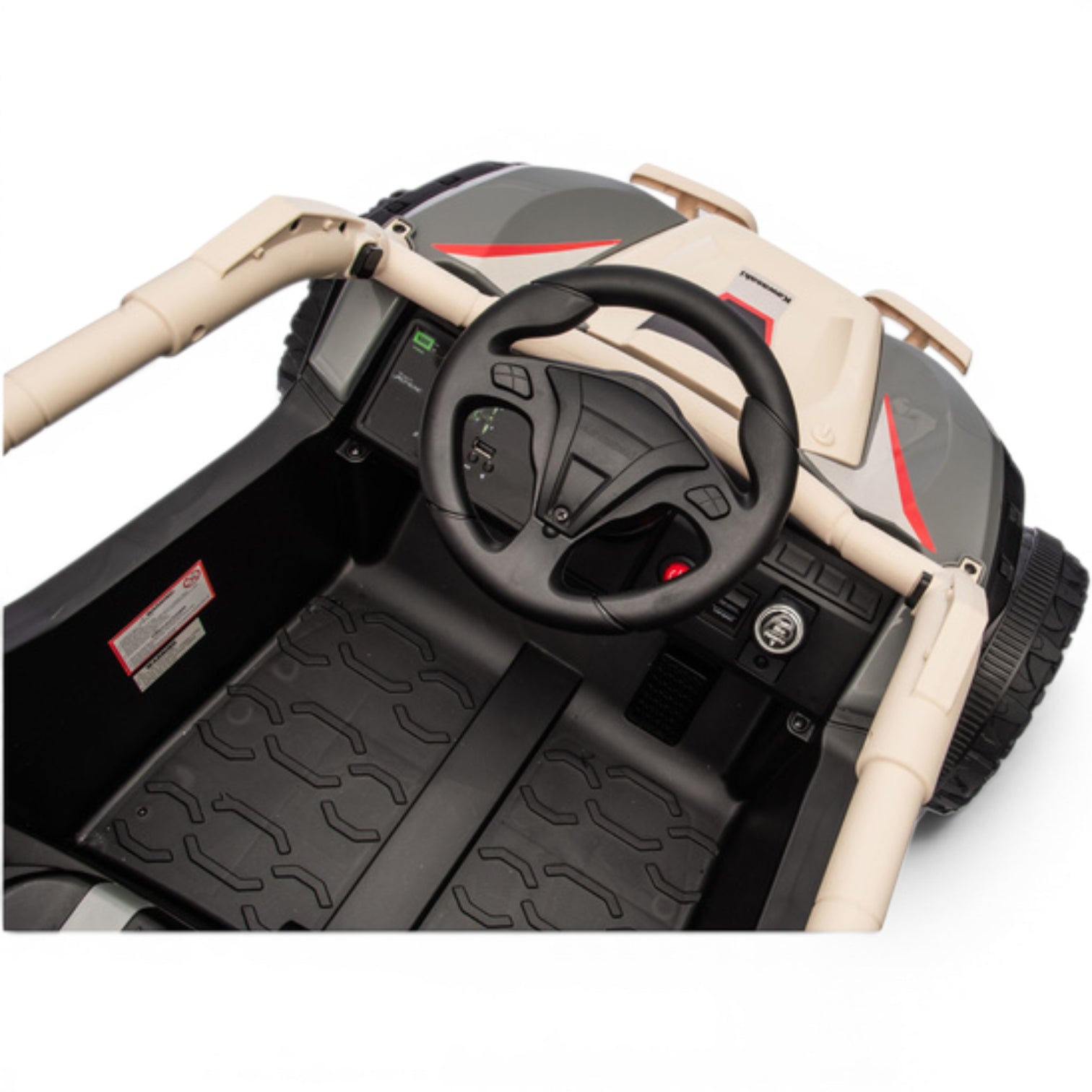 Coche Eléctrico para niño KAWASAKI 24V Negro y Azul c/ RUEDAS DE GOMA & ASIENTO DE PIEL