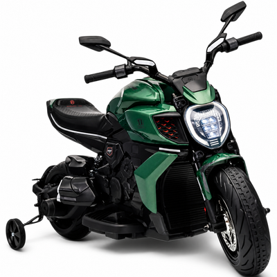 Mota Elétrica para Criança DUCATI DIAVEL V4 12v Verde c/ RODAS DE BORRACHA