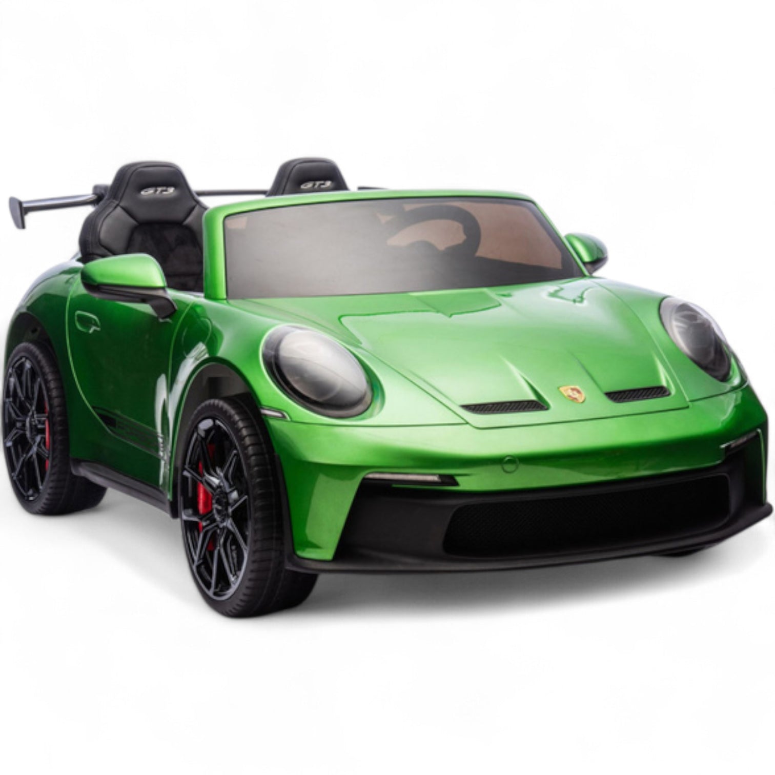 Coche Eléctrico para Niño PORSCHE 911 GT3 24v 4x4 XXL Verde Metalizado c/ MP4, RUEDAS DE GOMA & ASIENTO DE PIEL Y VELUR