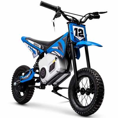 Mota Elétrica para Criança RAPTOR MX Azul 36v c/ RODAS PNEUMÁTICAS E ASSENTO EM PELE