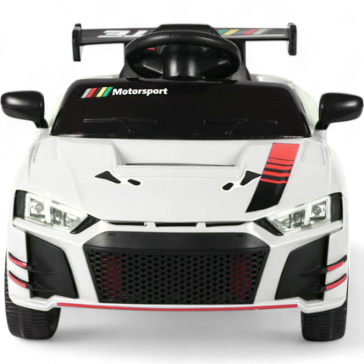 Coche Eléctrico para Niño R8 Style 12v Blanco c/ RUEDAS DE GOMA & ASIENTO DE PIEL