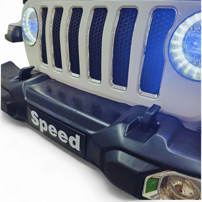 Jeep eléctrico para niños 12v con ruedas de goma y asientos de cuero