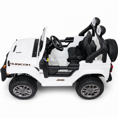 Carro Elétrico para Criança JEEP RUBICON 4x4 24v Branco c/ RODAS DE BORRACHA & ASSENTO EM PELE