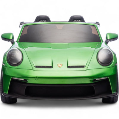 Coche Eléctrico para Niño PORSCHE 911 GT3 24v 4x4 XXL Verde Metalizado c/ MP4, RUEDAS DE GOMA & ASIENTO DE PIEL Y VELUR